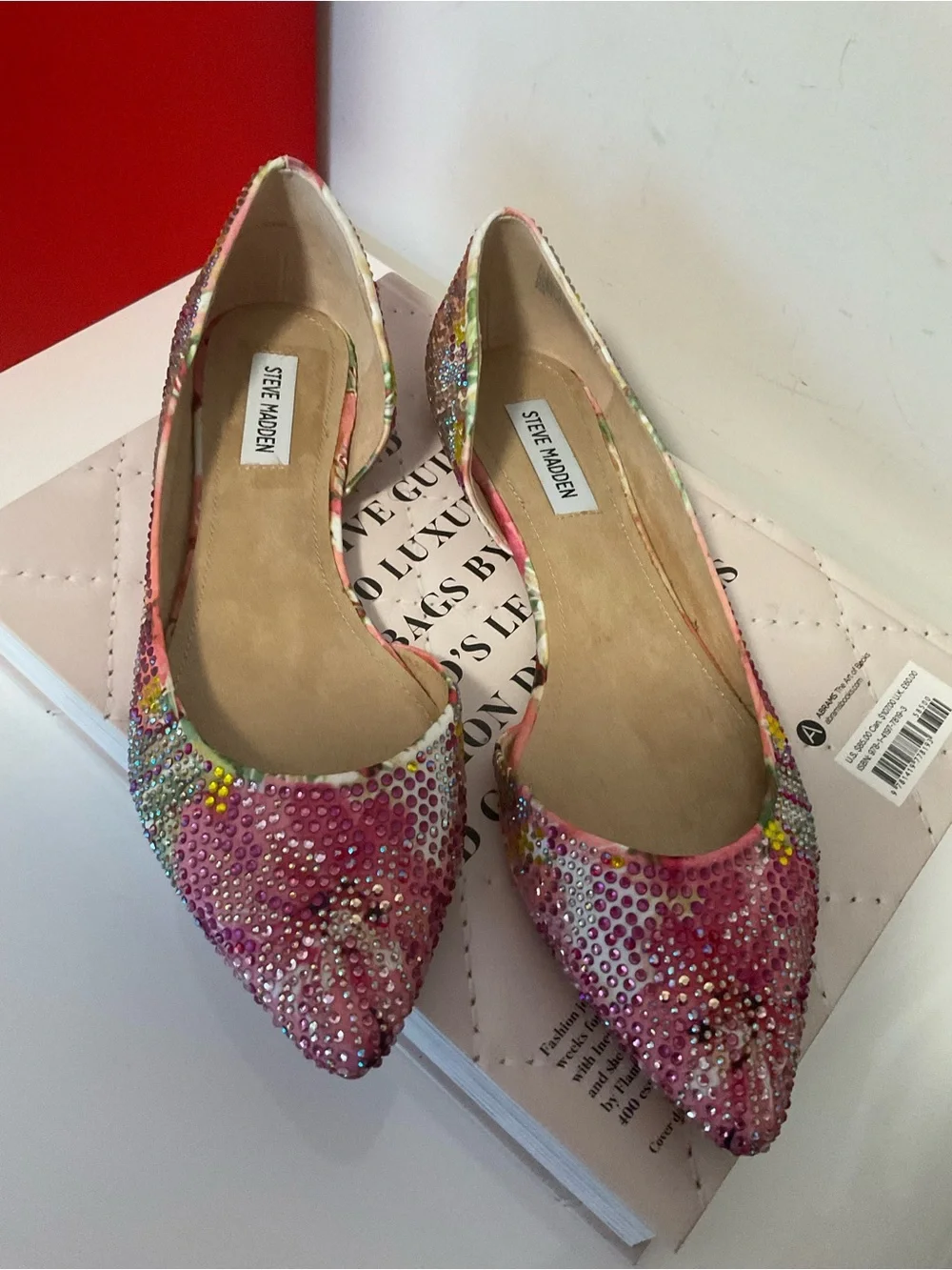 Steve Madden Pink Crystal Embellished Pointed-Toe Flats Size 10